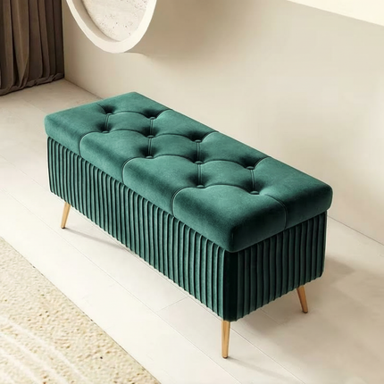 Velvet Ottoman Bench for Living Room Nordic Design Shoe Changing Stool with Storage Bedroom Bed End Seat Modern