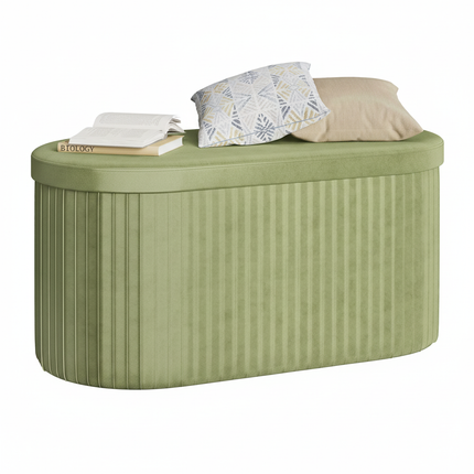 WOLTU Velvet Round Ottoman MDF Foldable Storage Stool with Removable Padded Lid Creative Storage Box for Footstool Living Room