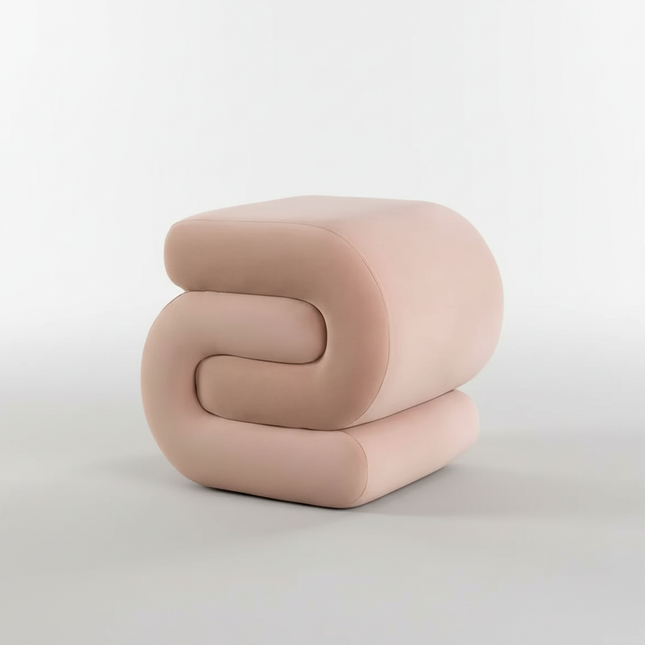 Modern Foot Stool Ottoman, S-Shaped Velvet Vanity Stool, Upholstered Sofa Footrest Extra Seating Pouf for Bedroom