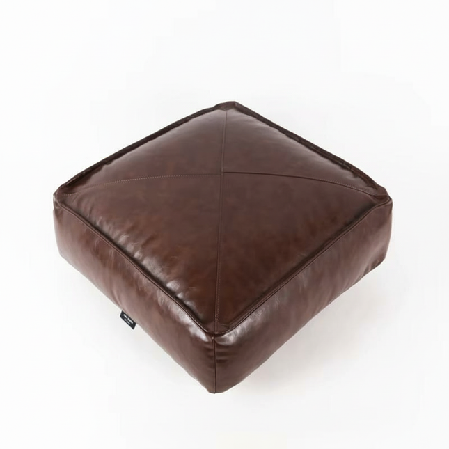 45cm Moroccan Artificial PU Leather Pouf Cover Craft Simple Sofa Ottoman Footstool Unstuffed Living Room Bedroom Cushion Covers