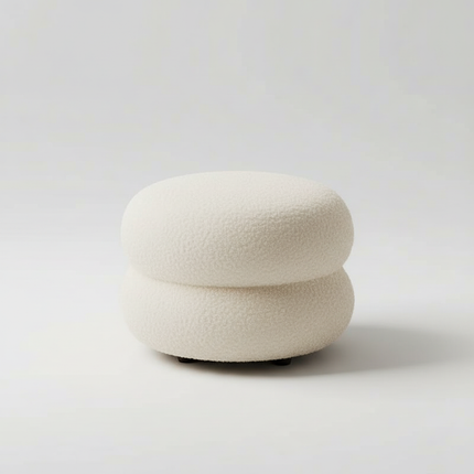 Creamy Household Stool Girls' Makeup Seat Bedroom Vanity Chair Soft Lamb Wool Pouf Minimalist Manicure Round Ottoman