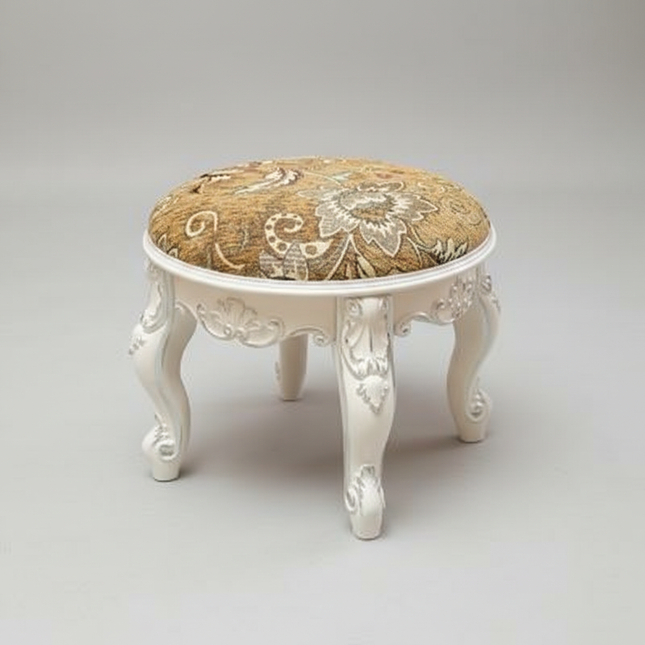 Retro Fabric Dressing Chair, Child Round Stool, Dressing Seat, Home Furniture, Living Room Dinning Chair, ABS Leg, Round Ottoman