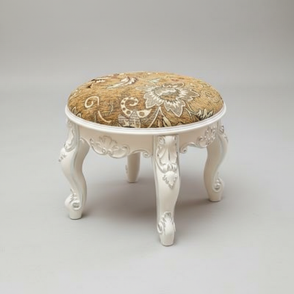 Retro Fabric Dressing Chair, Child Round Stool, Dressing Seat, Home Furniture, Living Room Dinning Chair, ABS Leg, Round Ottoman