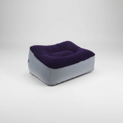 2 pcs Inflatable Foot Rest Cushion Flocking Pvc Comfortable Travel Footrest For Airplane Car Office Use Grey Blue Air Travel
