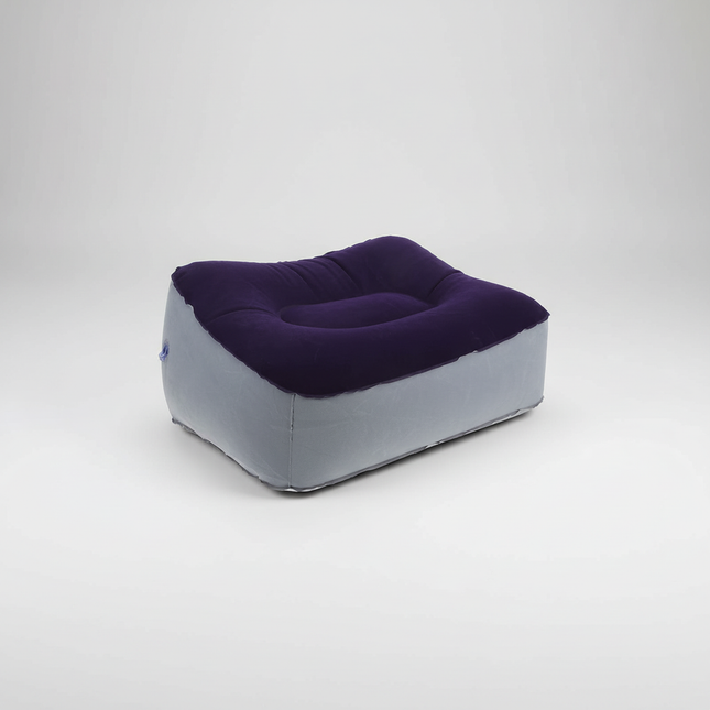 2 pcs Inflatable Foot Rest Cushion Flocking Pvc Comfortable Travel Footrest For Airplane Car Office Use Grey Blue Air Travel