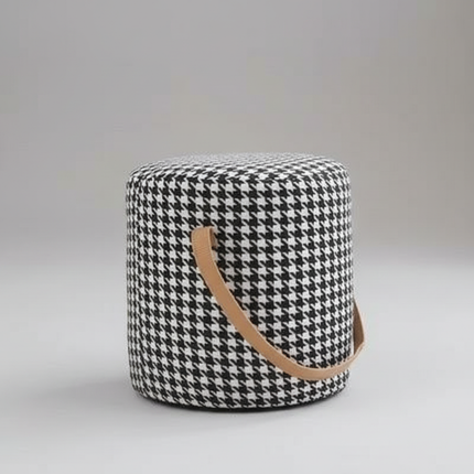 Lamb Velvet Round Stool for Living Room, Multi-Purpose Ottoman for Sofa & Coffee Table, Compact Home Decor Stool​