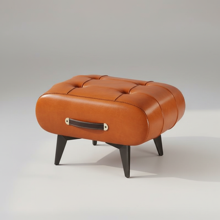 Foldable Foot Stool Extra Thick PU Leather & High-Density Foam, Portable Ottoman for Living Room/Bedroom/Office, Non-Slip Base