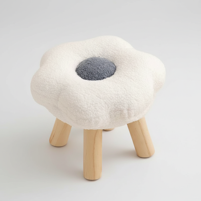 Wooden Small Foot Stool Non Slip Foot Rest Under Desk Footrest Ottoman Soft Stool for Playroom Apartment Porch Bedroom