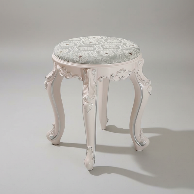 Retro Fabric Dressing Chair, Child Round Stool, Dressing Seat, Home Furniture, Living Room Dinning Chair, ABS Leg, Round Ottoman