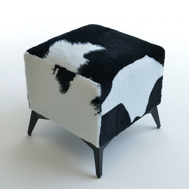 ‌Faux Leather Ottoman, Plush Entryway Bench, Velvet Square Stool, Minimalist Footrest for Bedroom/Balcony with Non-Skid Base