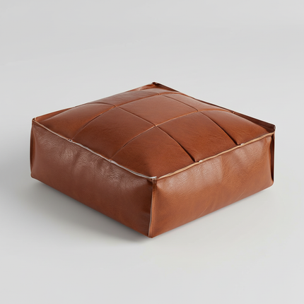 Soft Moroccan Ottoman Footstool Handmade Square Floor Cushion PU Leather Moroccan Pouf for Home Wedding Bedroom Living Room Kids