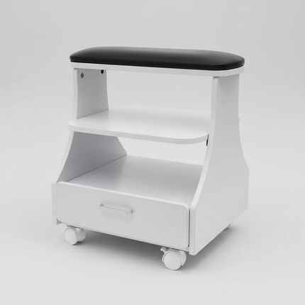 3-tier Foot Rest Manicure Stool Pedicure Cart Footbath Trolley with 4 Casters for Beauty Salon Stores 50kg White/Black/Pink