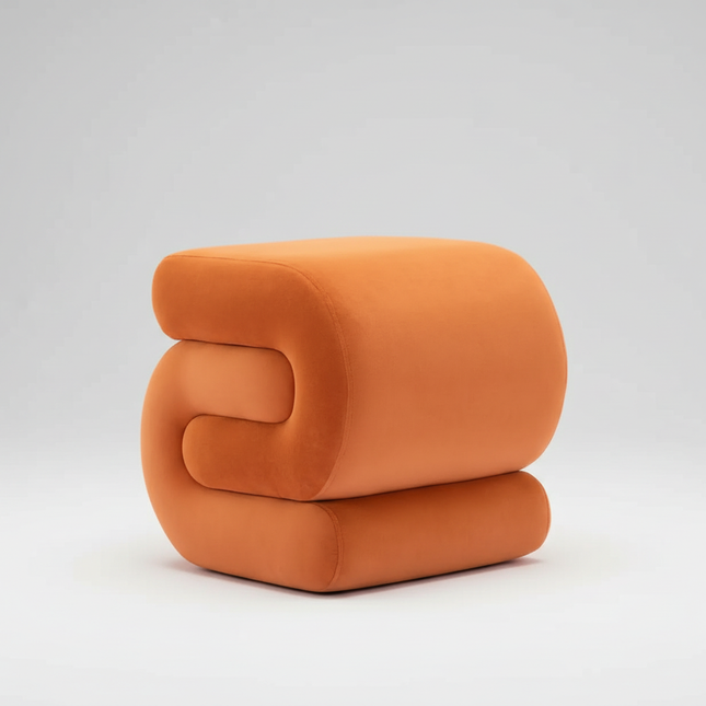 Modern Foot Stool Ottoman, S-Shaped Velvet Vanity Stool, Upholstered Sofa Footrest Extra Seating Pouf for Bedroom