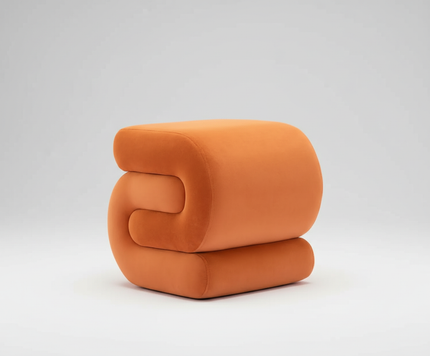 Modern Foot Stool Ottoman, S-Shaped Velvet Vanity Stool, Upholstered Sofa Footrest Extra Seating Pouf for Bedroom