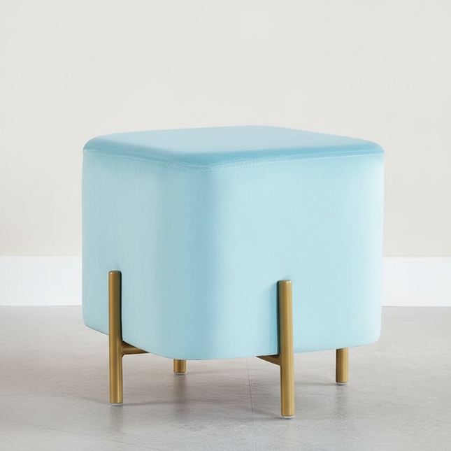 Customized Velvet Dressing Stool Golden Leg Tassel Makeup Bench Openable Ottoman Pouf for Home Fashionable Furniture