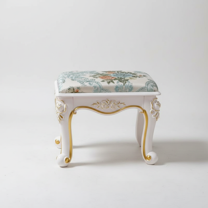 Retro Fabric Dressing Chair, Child Round Stool, Dressing Seat, Home Furniture, Living Room Dinning Chair, ABS Leg, Round Ottoman