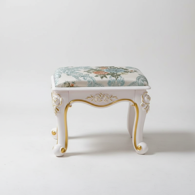 Retro Fabric Dressing Chair, Child Round Stool, Dressing Seat, Home Furniture, Living Room Dinning Chair, ABS Leg, Round Ottoman