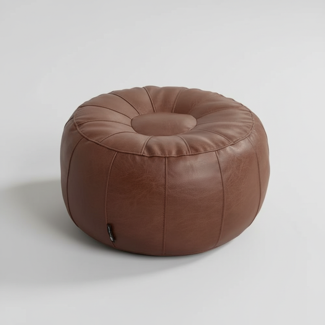 New PU Leather Unstuffed Storage Leg Bench Round Large Capacity Storage Pouf Minimalist Nordic Ottoman Seat Living Room