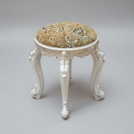 Retro Fabric Dressing Chair, Child Round Stool, Dressing Seat, Home Furniture, Living Room Dinning Chair, ABS Leg, Round Ottoman