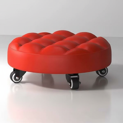 Leather Pulley Stool, Stable and Drop-Proof Low Height Rolling Stools with Universal Wheels for Home Office Fitness Garage Work
