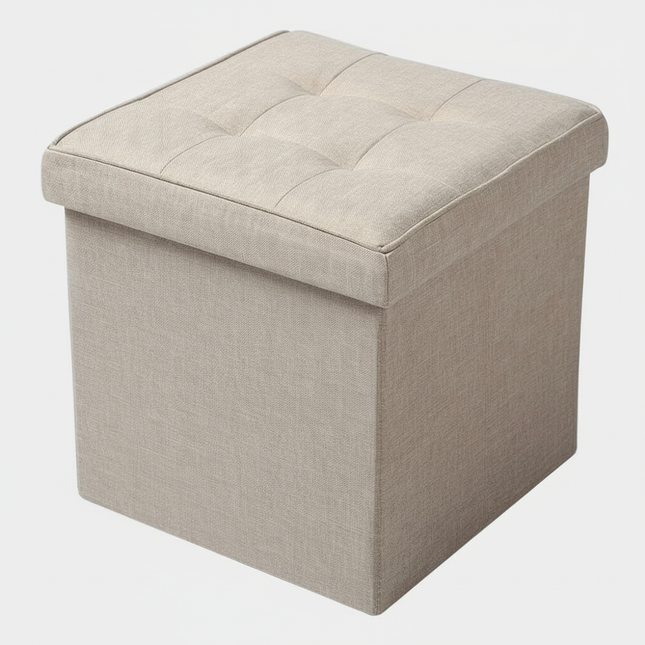 1PC Foldable Dressing Table Stool Pouf Storage Ottoman Chair Stool Upholstered Footstool Linen Couch Stool Removable Cover