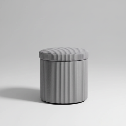 Homcom Puff with Round Storage Upholstered in Corduroy with Stable and Soft Padded Steel Frame Ø40X41 cm Light Gray