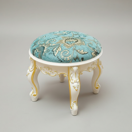 Retro Fabric Dressing Chair, Child Round Stool, Dressing Seat, Home Furniture, Living Room Dinning Chair, ABS Leg, Round Ottoman