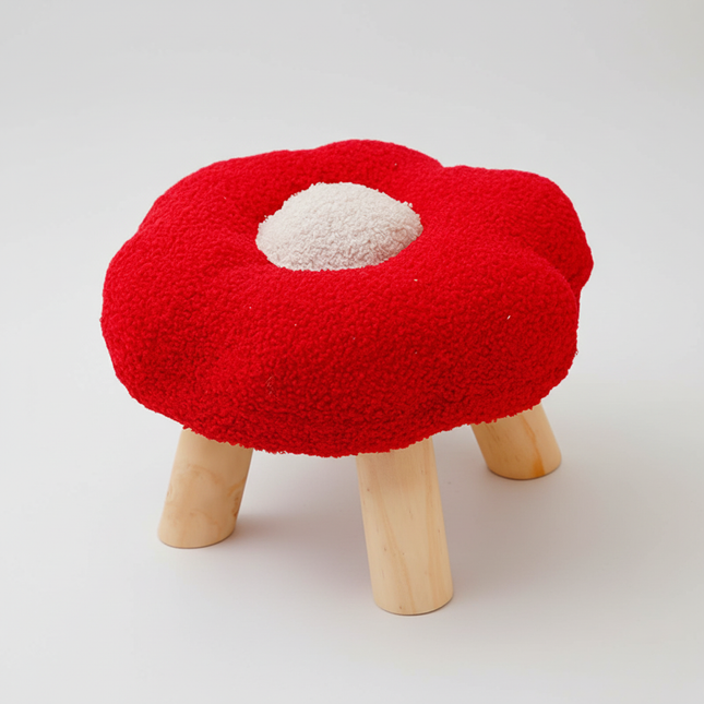 Wooden Small Foot Stool Non Slip Foot Rest Under Desk Footrest Ottoman Soft Stool for Playroom Apartment Porch Bedroom