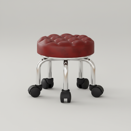 5-Wheel Metal Stool - Thickened Silent Low Stool with Sturdy Frame for Home/Foot Spa/Cosmetology/Kids