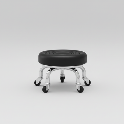 5-Wheel Metal Stool - Thickened Silent Low Stool with Sturdy Frame for Home/Foot Spa/Cosmetology/Kids