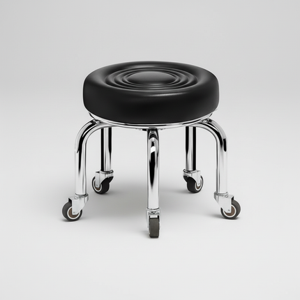 5-Wheel Metal Stool - Thickened Silent Low Stool with Sturdy Frame for Home/Foot Spa/Cosmetology/Kids