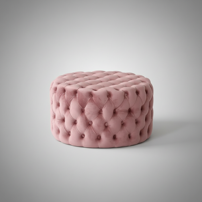 Nordic Living Room Ottoman Round Button Velvet Shoe Changing Stool Apartment Living Room Light Luxury Home Small Makeup Stool