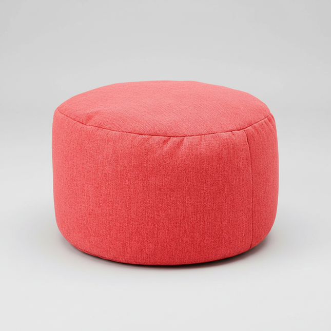 OTAUTAU Round Stool D30cm*H20cm Linen Bean Bag Ottoman with Filling Beanbag Pouf Footstool Tatami Futon Puff JD001