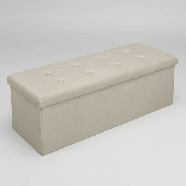 1PC Foldable Stool Home Ottoman Seat Bench Chest with Storage Space Organizer Box Living Room Furniture