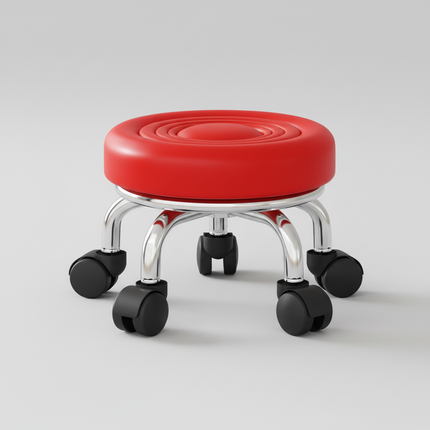 5-Wheel Metal Stool - Thickened Silent Low Stool with Sturdy Frame for Home/Foot Spa/Cosmetology/Kids