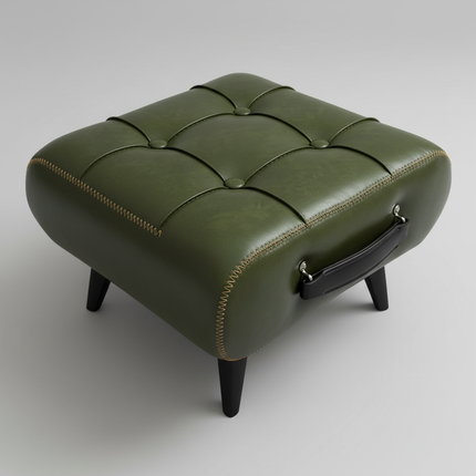 A high-quality oil-and-wax leather low stool, footstool, leather footrest stool, stylish multifunctional sofa side piece