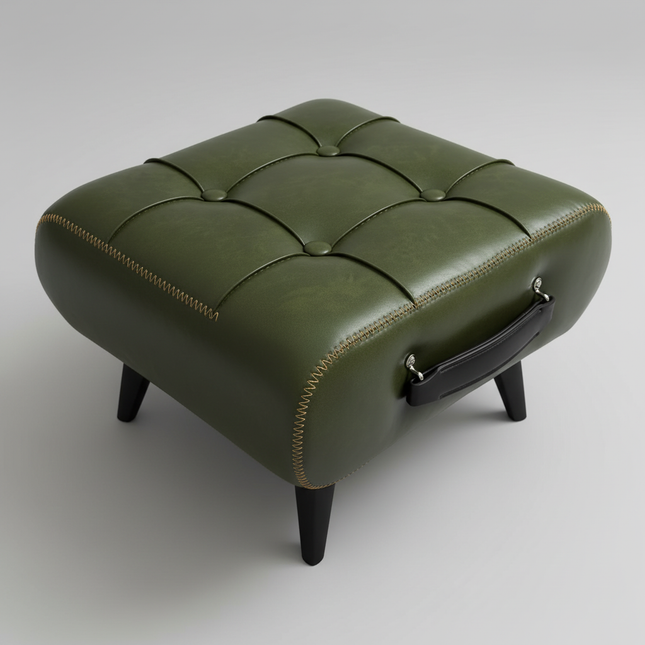 A high-quality oil-and-wax leather low stool, footstool, leather footrest stool, stylish multifunctional sofa side piece