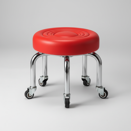 5-Wheel Metal Stool - Thickened Silent Low Stool with Sturdy Frame for Home/Foot Spa/Cosmetology/Kids
