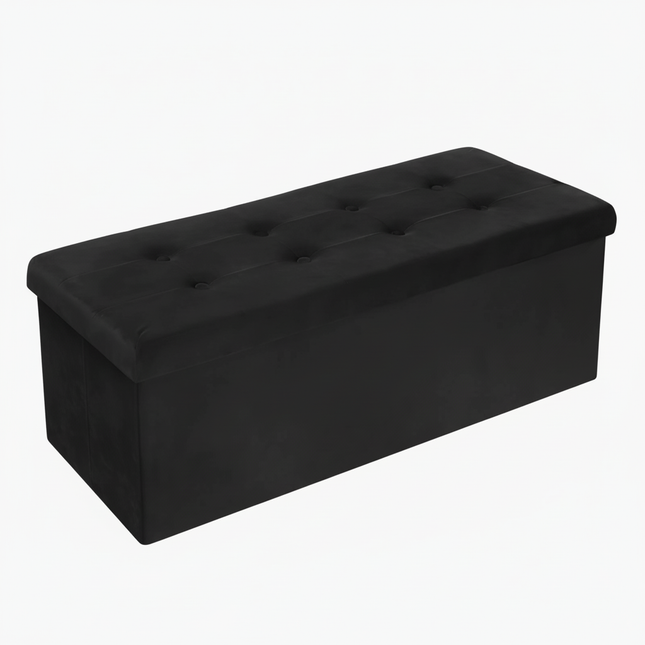 1PC Foldable Stool Home Ottoman Seat Bench Chest with Storage Space Organizer Box Living Room Furniture