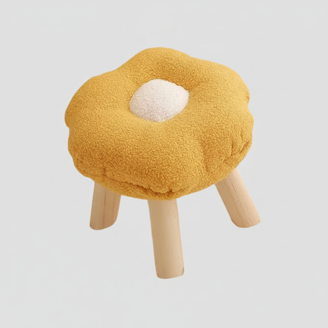 Wooden Small Foot Stool Non Slip Foot Rest Under Desk Footrest Ottoman Soft Stool for Playroom Apartment Porch Bedroom