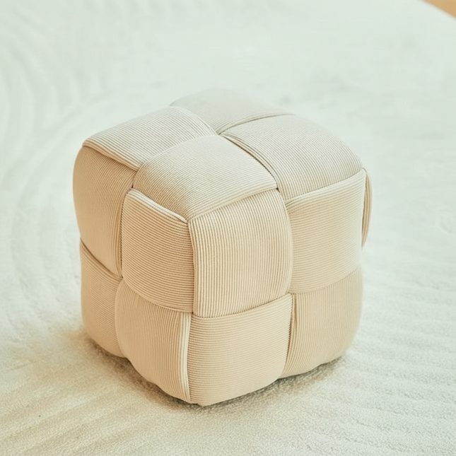 Foot Rest Soft and Comfortable Square Corduroy Woven Design Sofa Stool