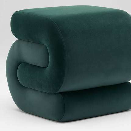 Modern Foot Stool Ottoman, S-Shaped Velvet Vanity Stool, Upholstered Sofa Footrest Extra Seating Pouf for Bedroom