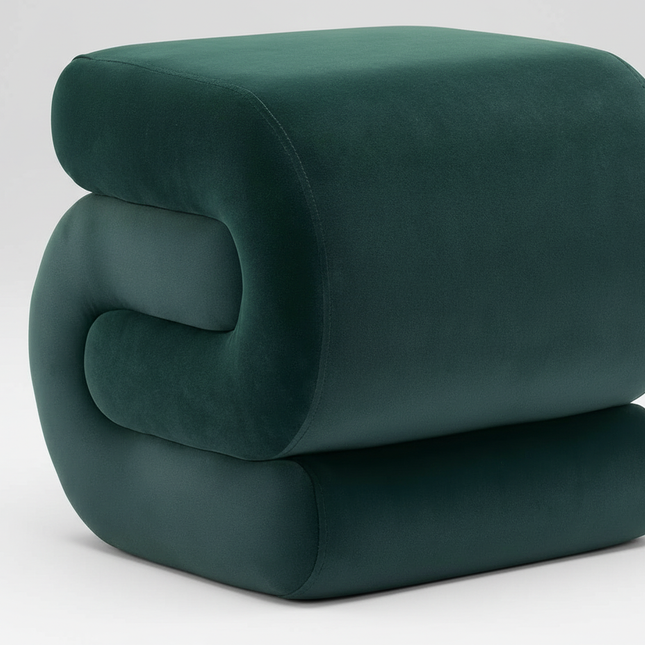 Modern Foot Stool Ottoman, S-Shaped Velvet Vanity Stool, Upholstered Sofa Footrest Extra Seating Pouf for Bedroom