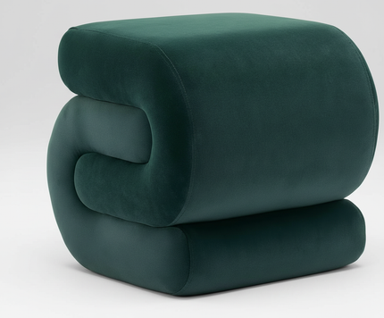 Modern Foot Stool Ottoman, S-Shaped Velvet Vanity Stool, Upholstered Sofa Footrest Extra Seating Pouf for Bedroom