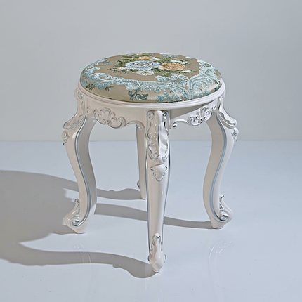 Retro Fabric Dressing Chair, Child Round Stool, Dressing Seat, Home Furniture, Living Room Dinning Chair, ABS Leg, Round Ottoman