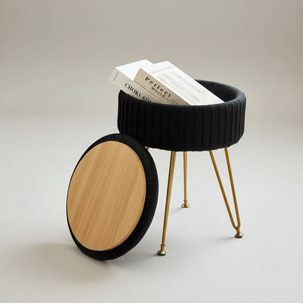 Redlife Velvet Vanity Stool Chair with Storage Multifunctional Makeup Chair Footrest with Anti-Slip Feet for Living Room Bedroom