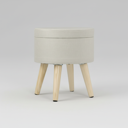 1PC Velvet Linen Storage Ottoman Chair Stool Multifunction Upholstered Footstool Round Pouffe Chair with Removable Cover Home