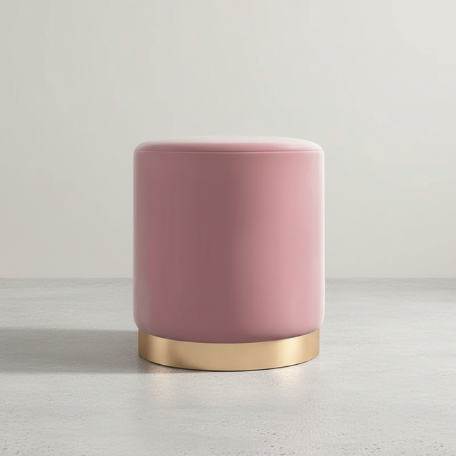 Living Room Round Stool Vanity Stool Velvet Ottoman Footrest Home Office  Compact Low Pouf  Shoe changing stool Dia33XH42cm