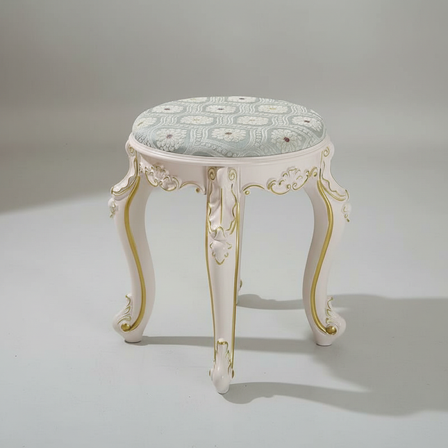 Retro Fabric Dressing Chair, Child Round Stool, Dressing Seat, Home Furniture, Living Room Dinning Chair, ABS Leg, Round Ottoman