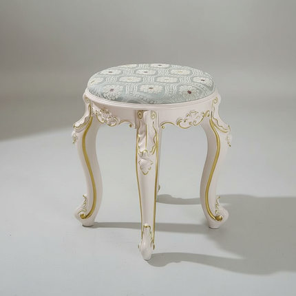 Retro Fabric Dressing Chair, Child Round Stool, Dressing Seat, Home Furniture, Living Room Dinning Chair, ABS Leg, Round Ottoman